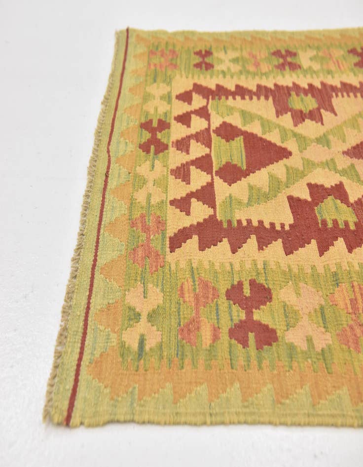 Detail image of  2' 7 x 4' 4  Hand Woven Kilim Waziri Wool Rug