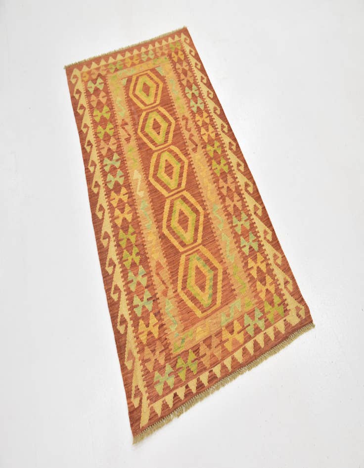 Detail image of  2' 9 x 4' 6  Hand Woven Kilim Waziri Wool Rug