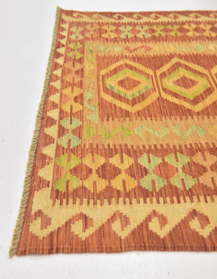 Detail image of  2' 9 x 4' 6  Hand Woven Kilim Waziri Wool Rug