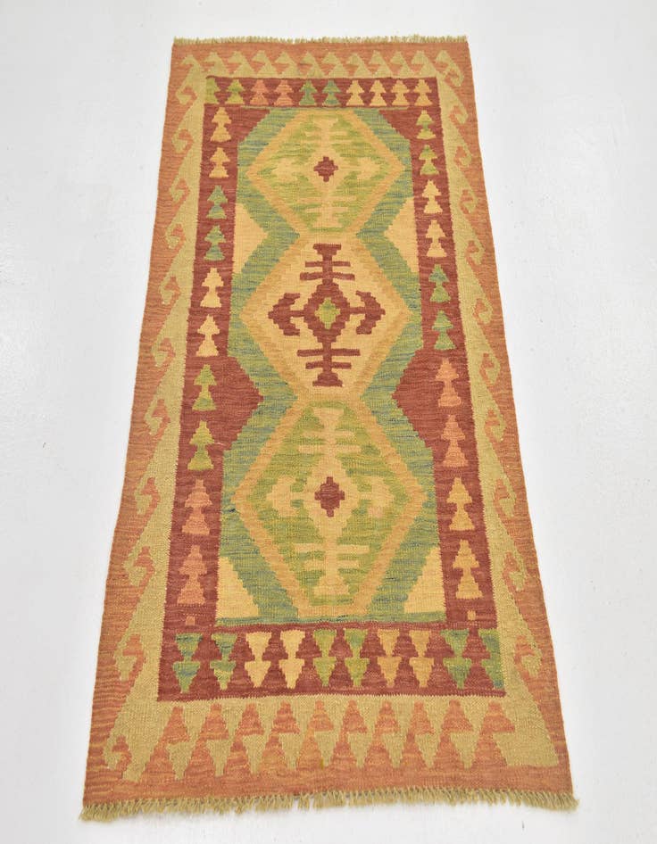 Detail image of  2' 10 x 4' 3  Hand Woven Kilim Waziri Wool Rug