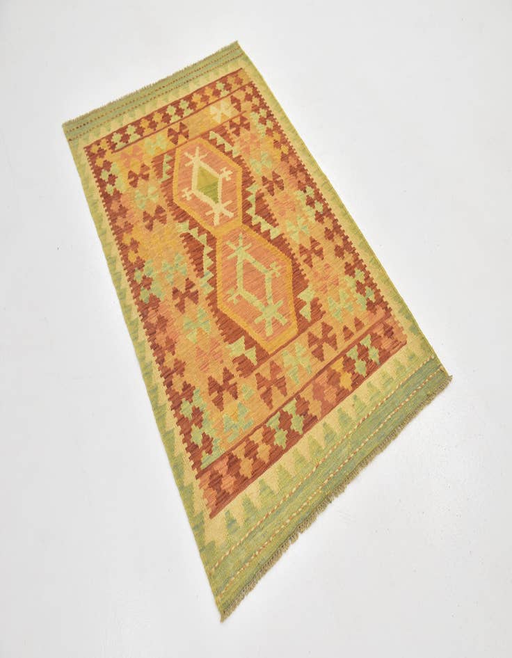 Detail image of  3' x 4' 10  Hand Woven Kilim Waziri Wool Rug