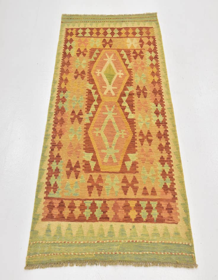 Detail image of  3' x 4' 10  Hand Woven Kilim Waziri Wool Rug