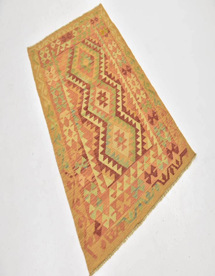 Detail image of  3' 3 x 5'  Hand Woven Kilim Waziri Wool Rug