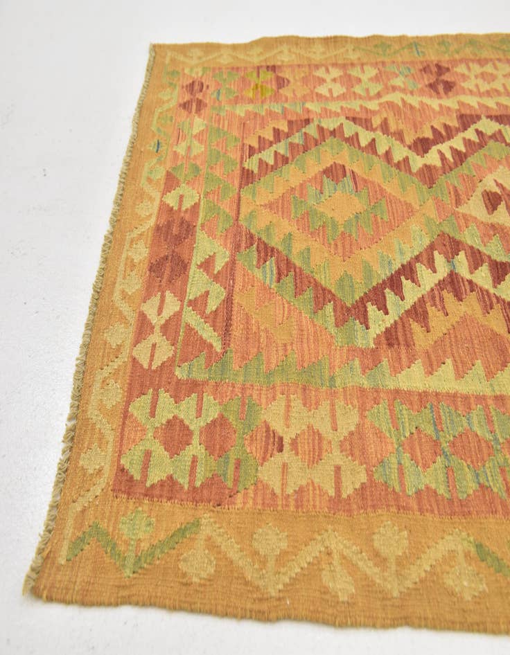 Detail image of  3' 3 x 5'  Hand Woven Kilim Waziri Wool Rug