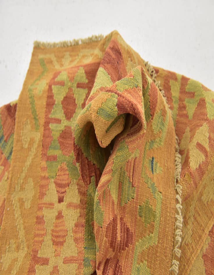 Detail image of  3' 3 x 5'  Hand Woven Kilim Waziri Wool Rug