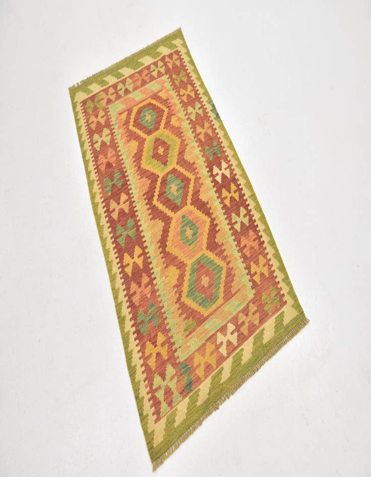 Detail image of  2' 8 x 4' 5  Hand Woven Kilim Waziri Wool Rug