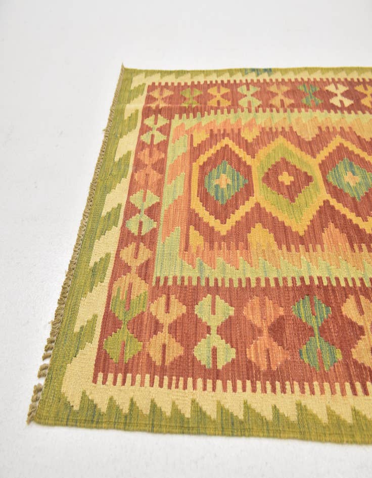 Detail image of  2' 8 x 4' 5  Hand Woven Kilim Waziri Wool Rug