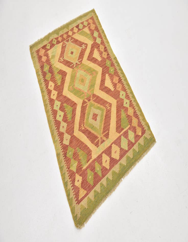 Detail image of  2' 10 x 4' 2  Hand Woven Kilim Waziri Wool Rug