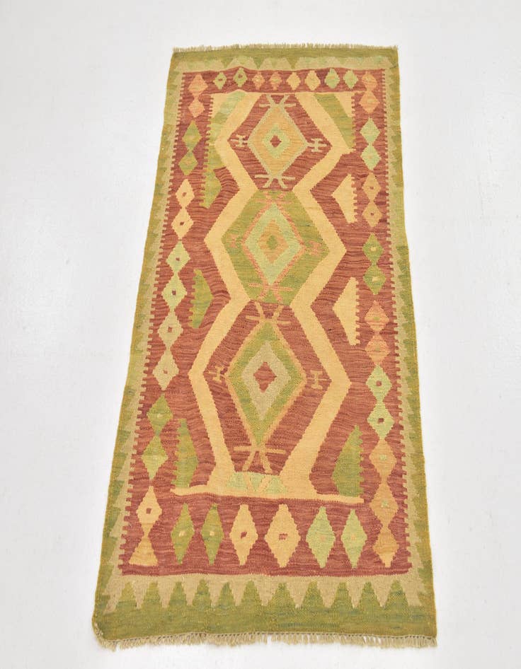 Detail image of  2' 10 x 4' 2  Hand Woven Kilim Waziri Wool Rug