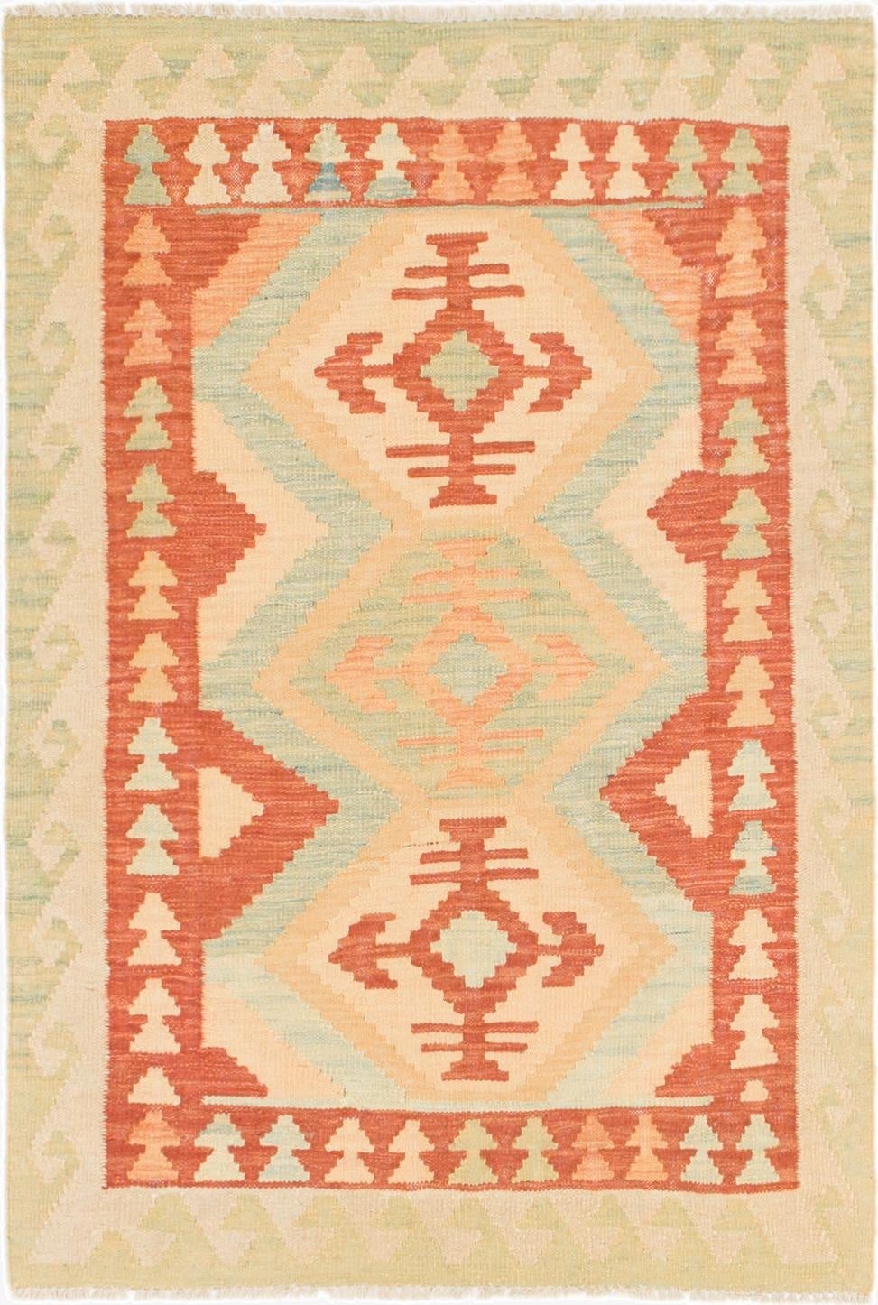  2' 10 x 4' 3  Hand Woven Kilim Waziri Wool Rug