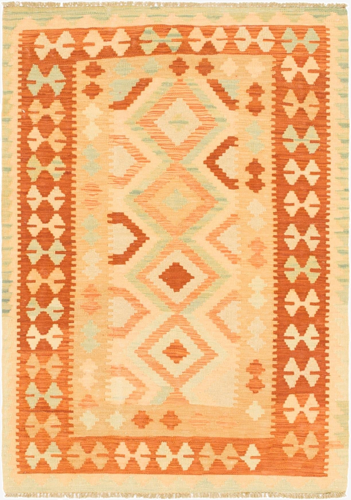  3' 5 x 5'  Hand Woven Kilim Waziri Wool Rug