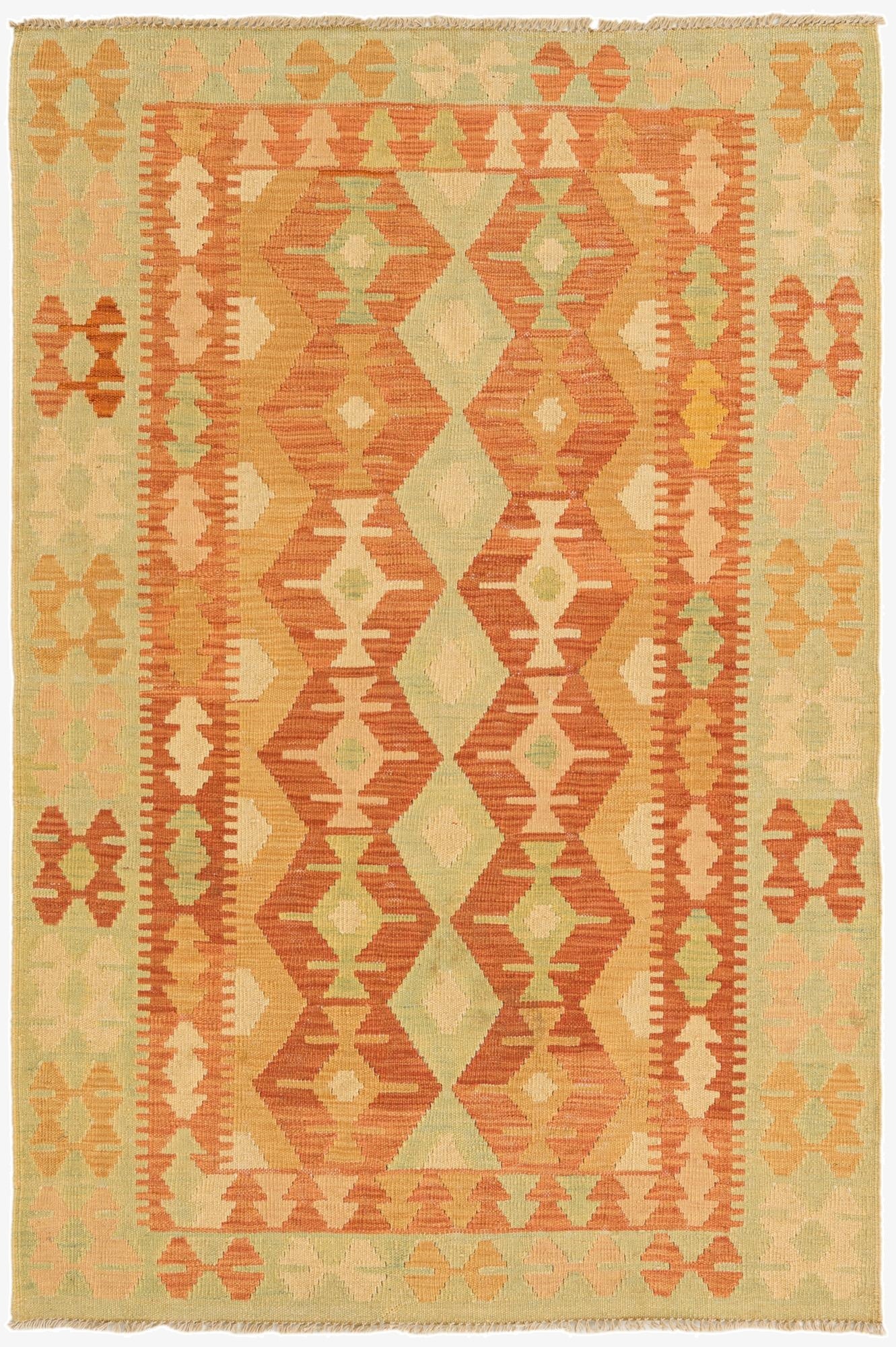  3' 3 x 5'  Hand Woven Kilim Waziri Wool Rug