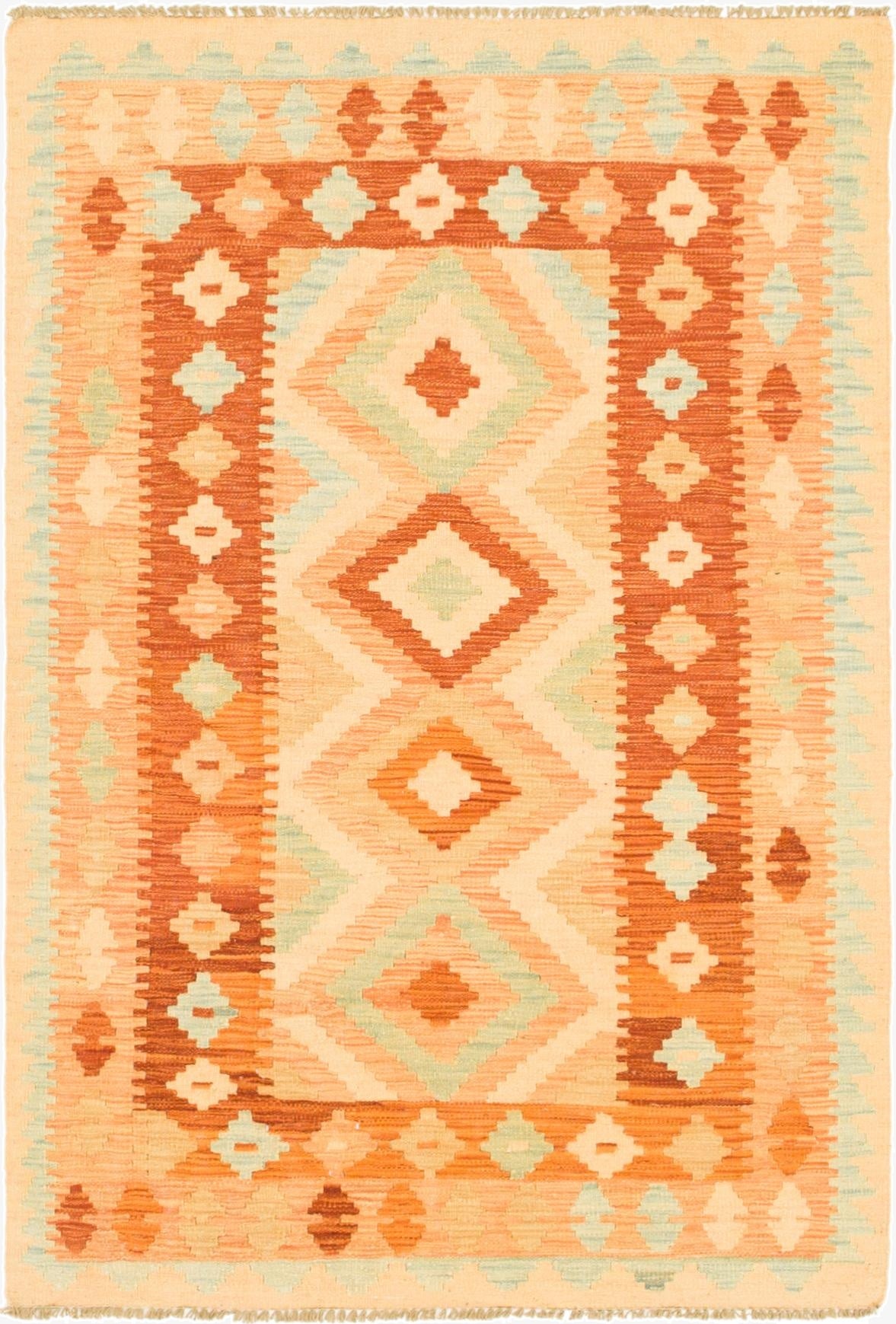  3' 4 x 5'  Hand Woven Kilim Waziri Wool Rug