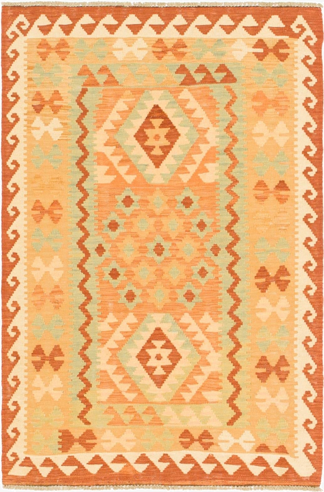  3' x 4' 6  Hand Woven Kilim Waziri Wool Rug