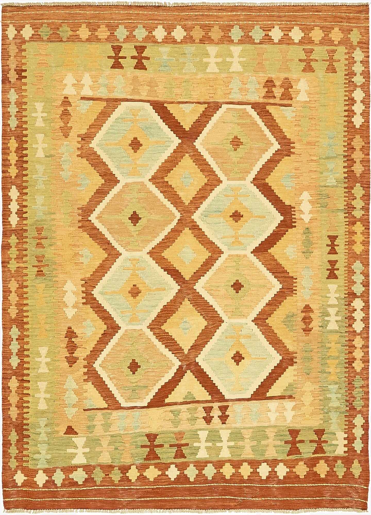  5' x 6' 7  Hand Woven Kilim Waziri Wool Rug