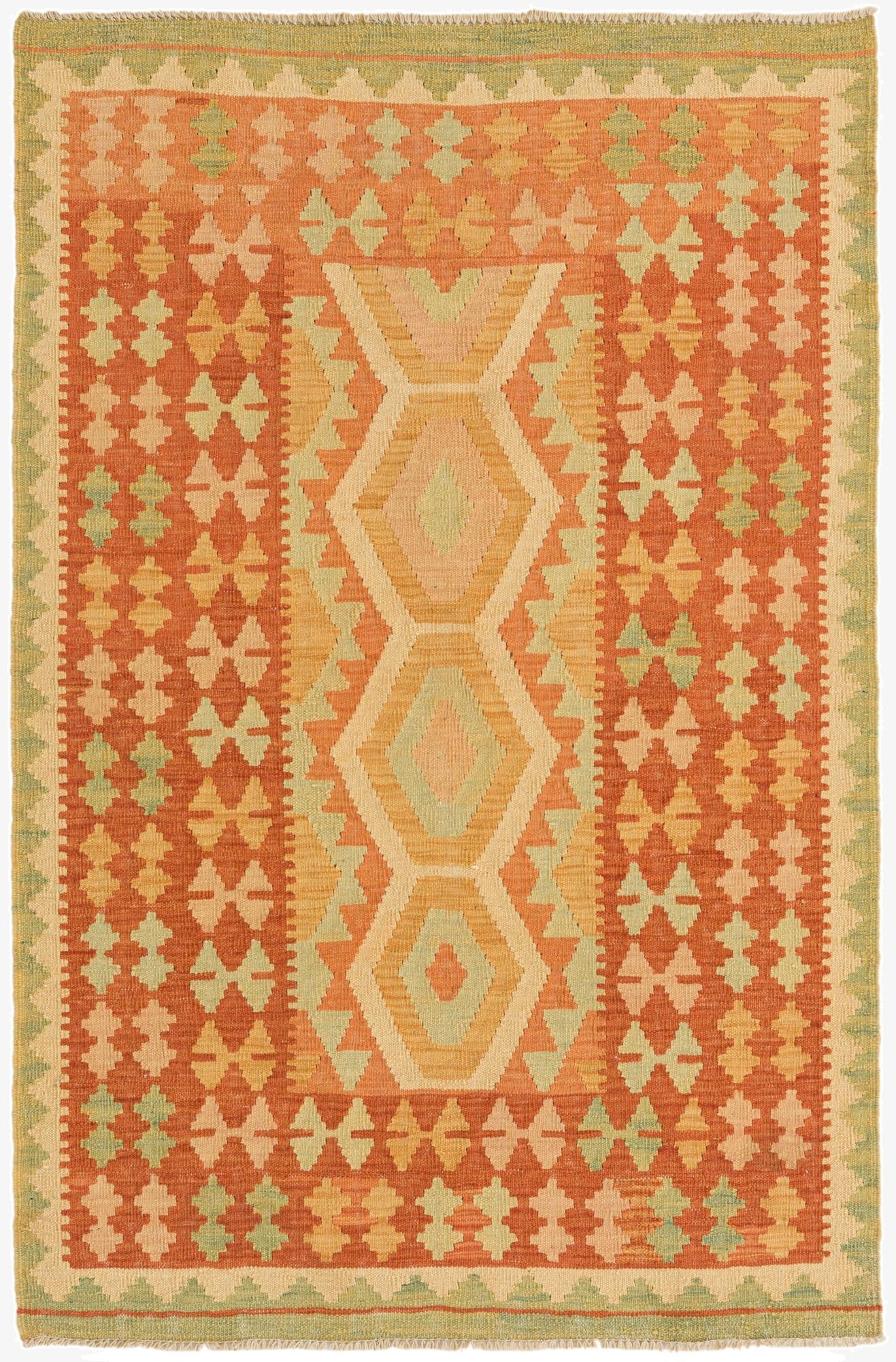 3' 2 x 5'  Hand Woven Kilim Waziri Wool Rug