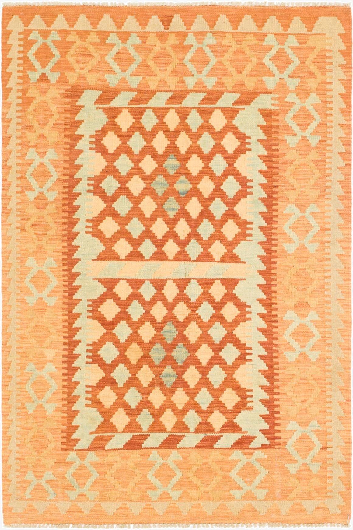  3' 4 x 5'  Hand Woven Kilim Waziri Wool Rug