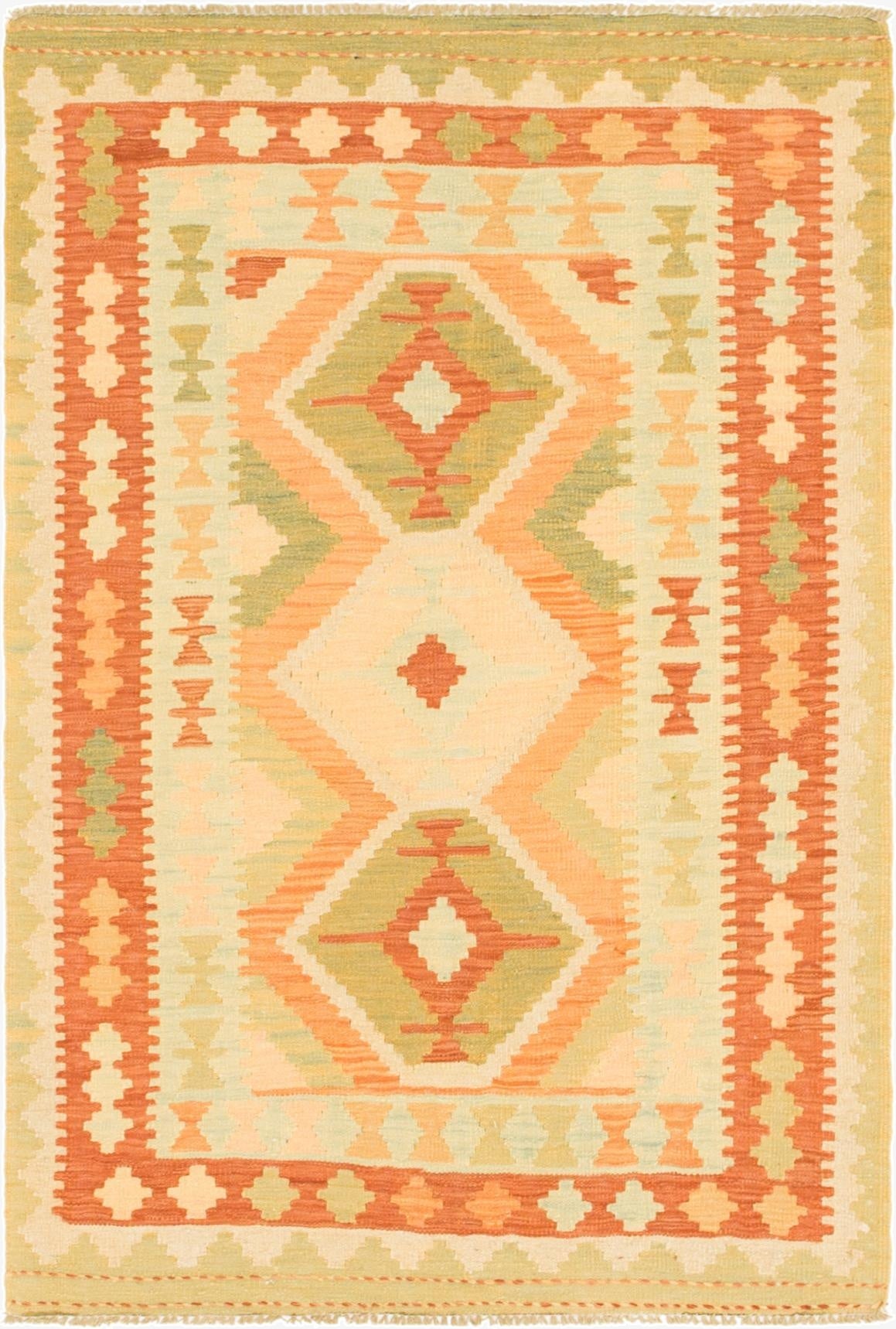  3' 3 x 5'  Hand Woven Kilim Waziri Wool Rug