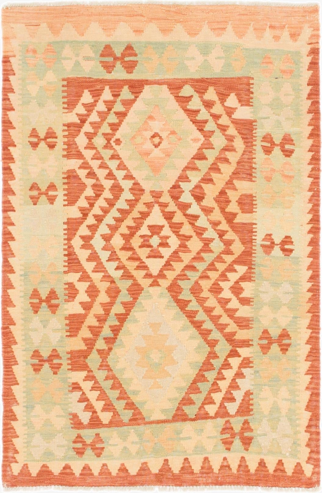  3' x 4' 9  Hand Woven Kilim Waziri Wool Rug