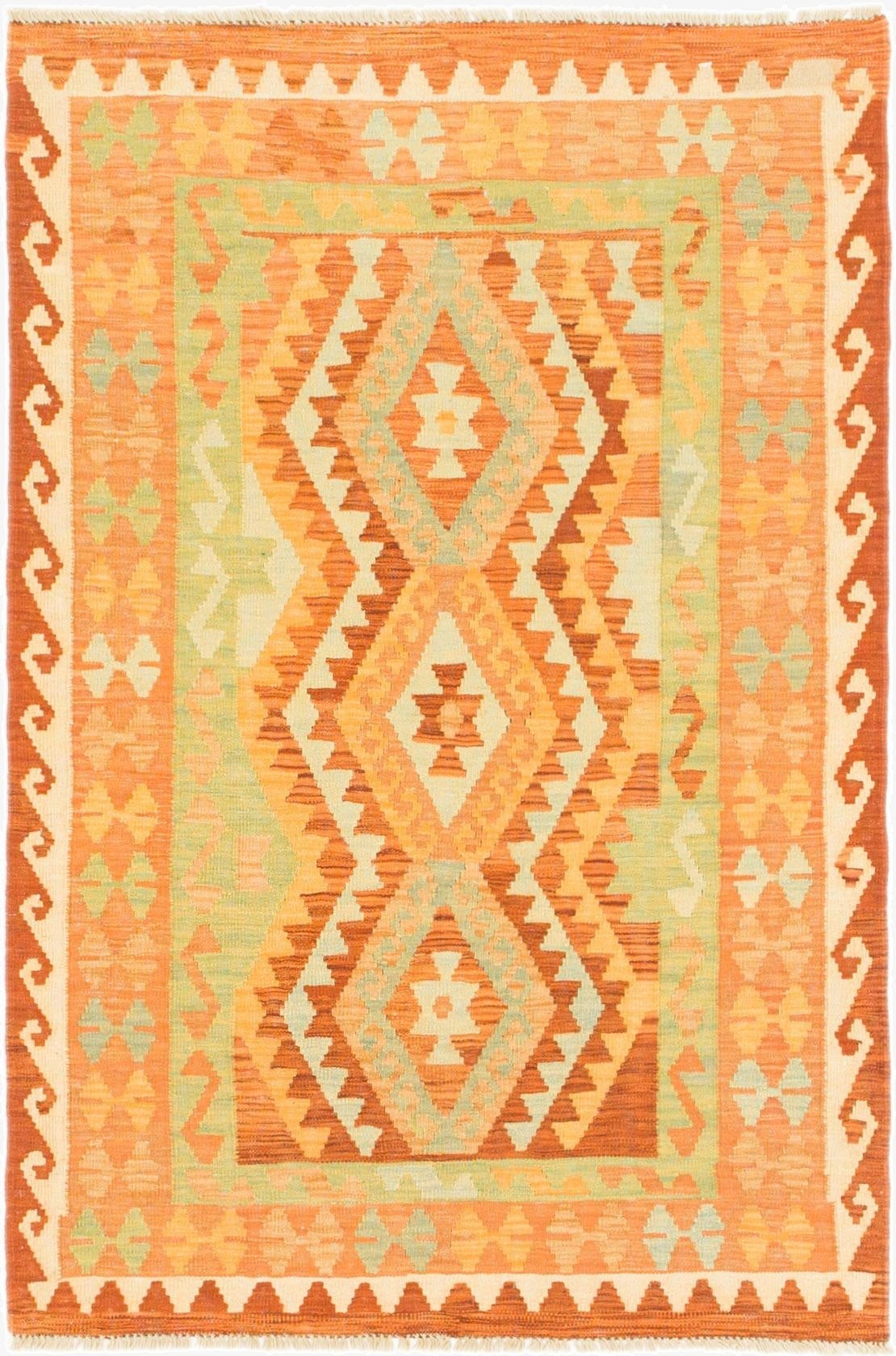  3' 2 x 4' 9  Hand Woven Kilim Waziri Wool Rug