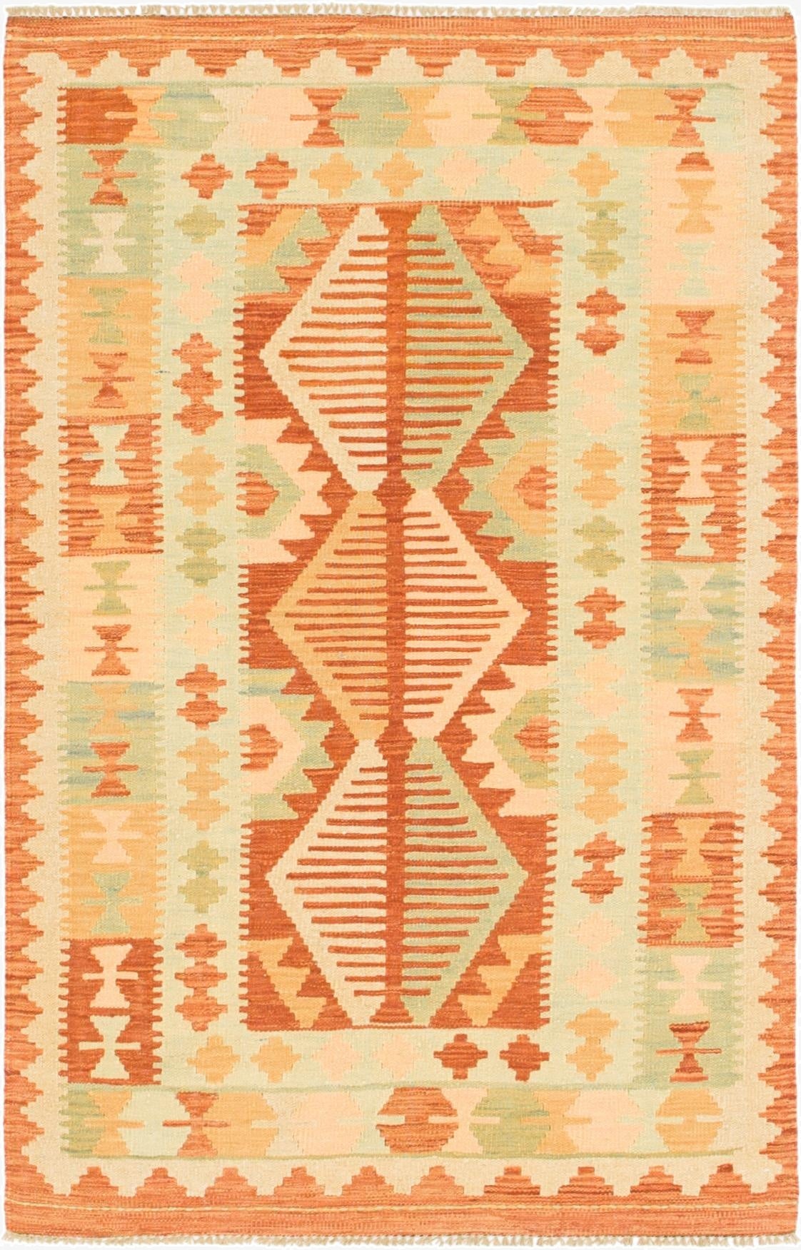  3' 2 x 5'  Hand Woven Kilim Waziri Wool Rug