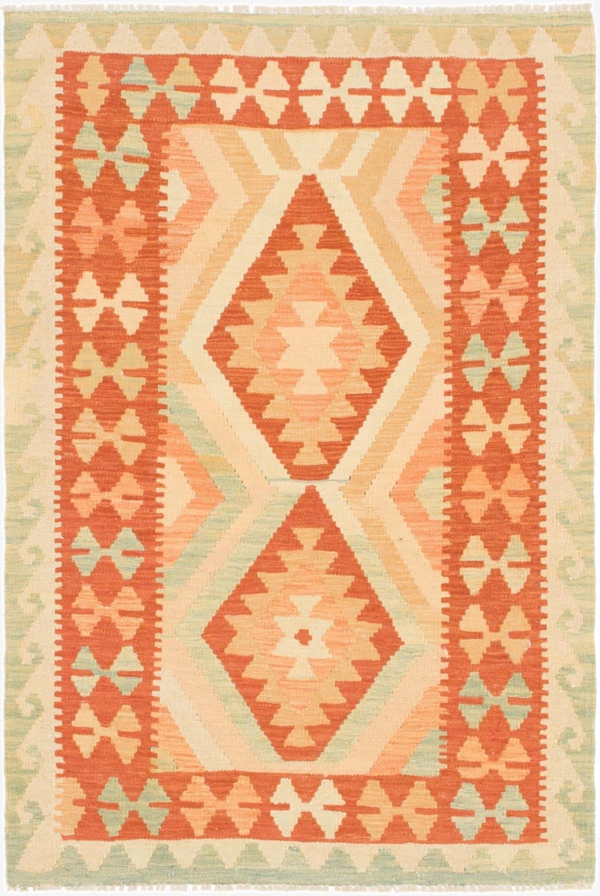  3' 2 x 5'  Hand Woven Kilim Waziri Wool Rug