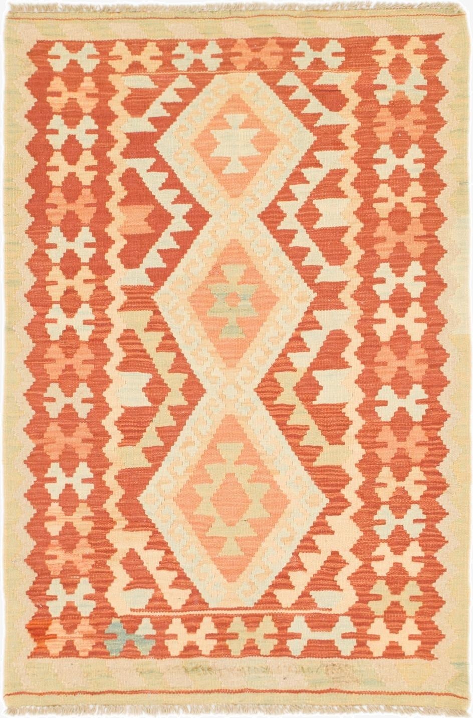  2' 10 x 4' 2  Hand Woven Kilim Waziri Wool Rug