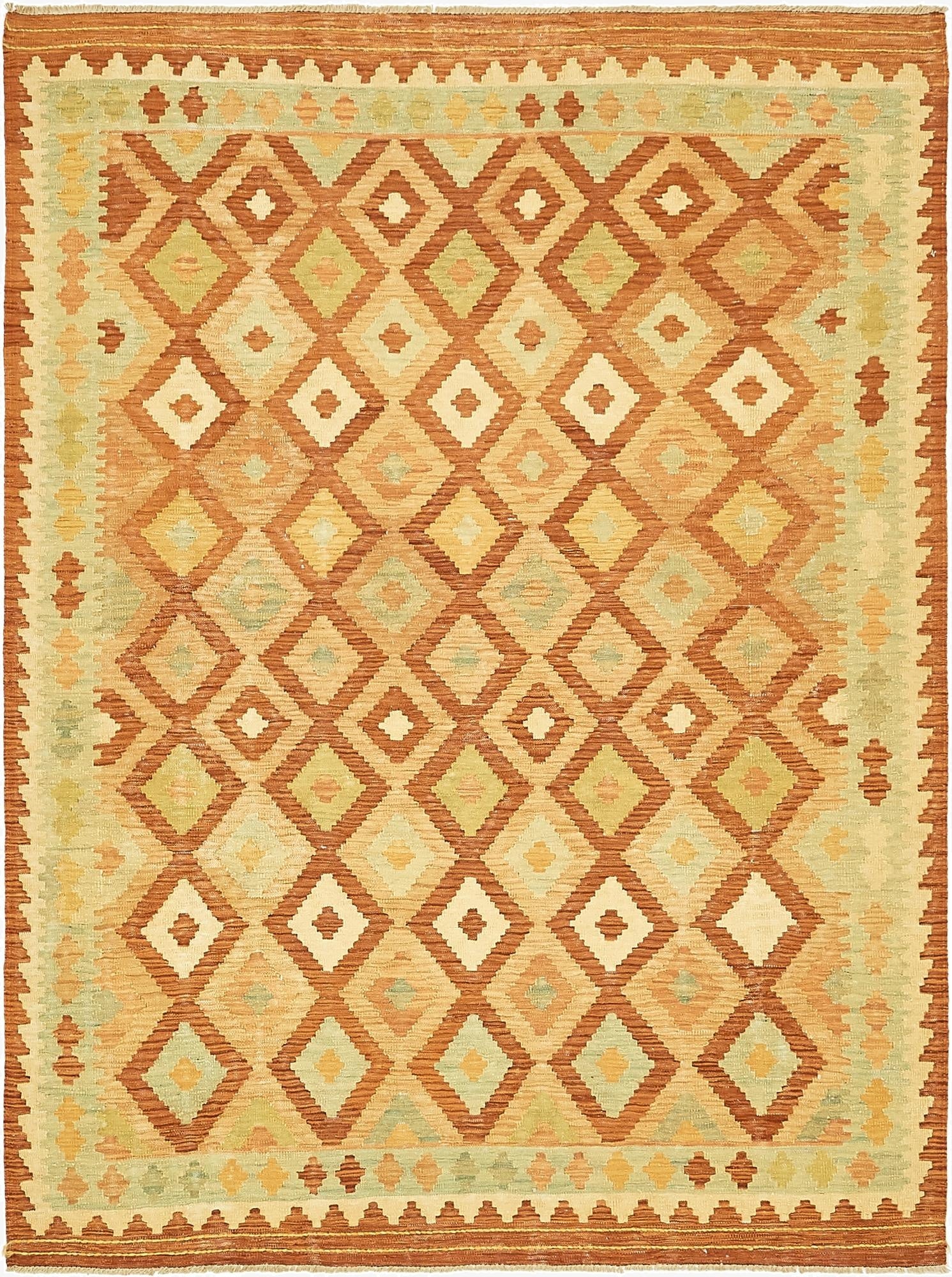  4' 10 x 6' 7  Hand Woven Kilim Waziri Wool Rug