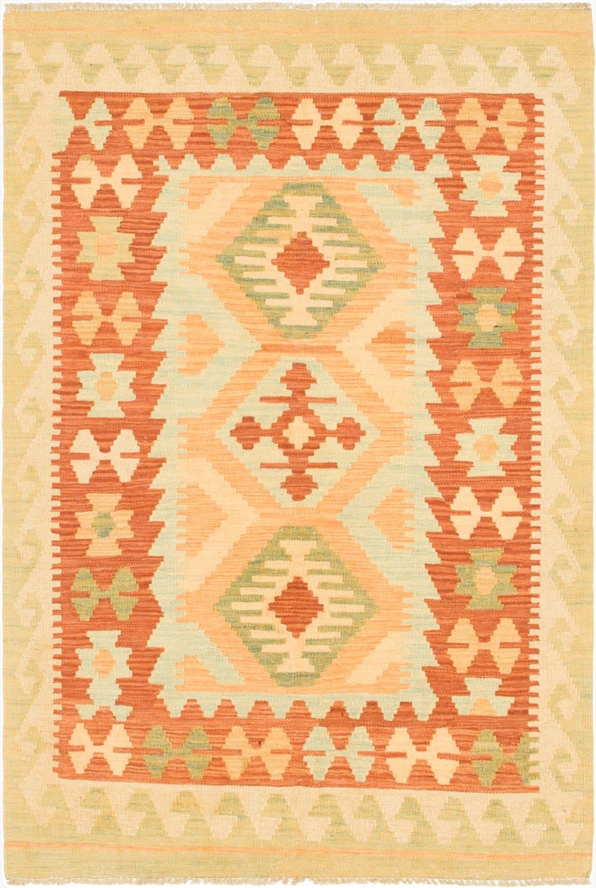  3' 4 x 4' 10  Hand Woven Kilim Waziri Wool Rug