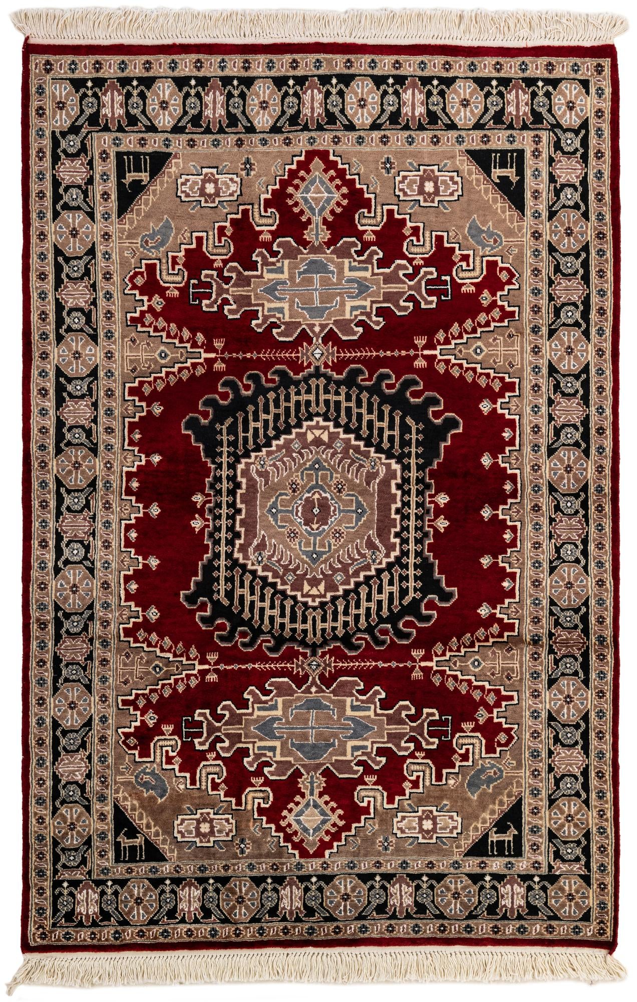  4' 2 x 6' 2  Hand Knotted Lahour Oriental Rug