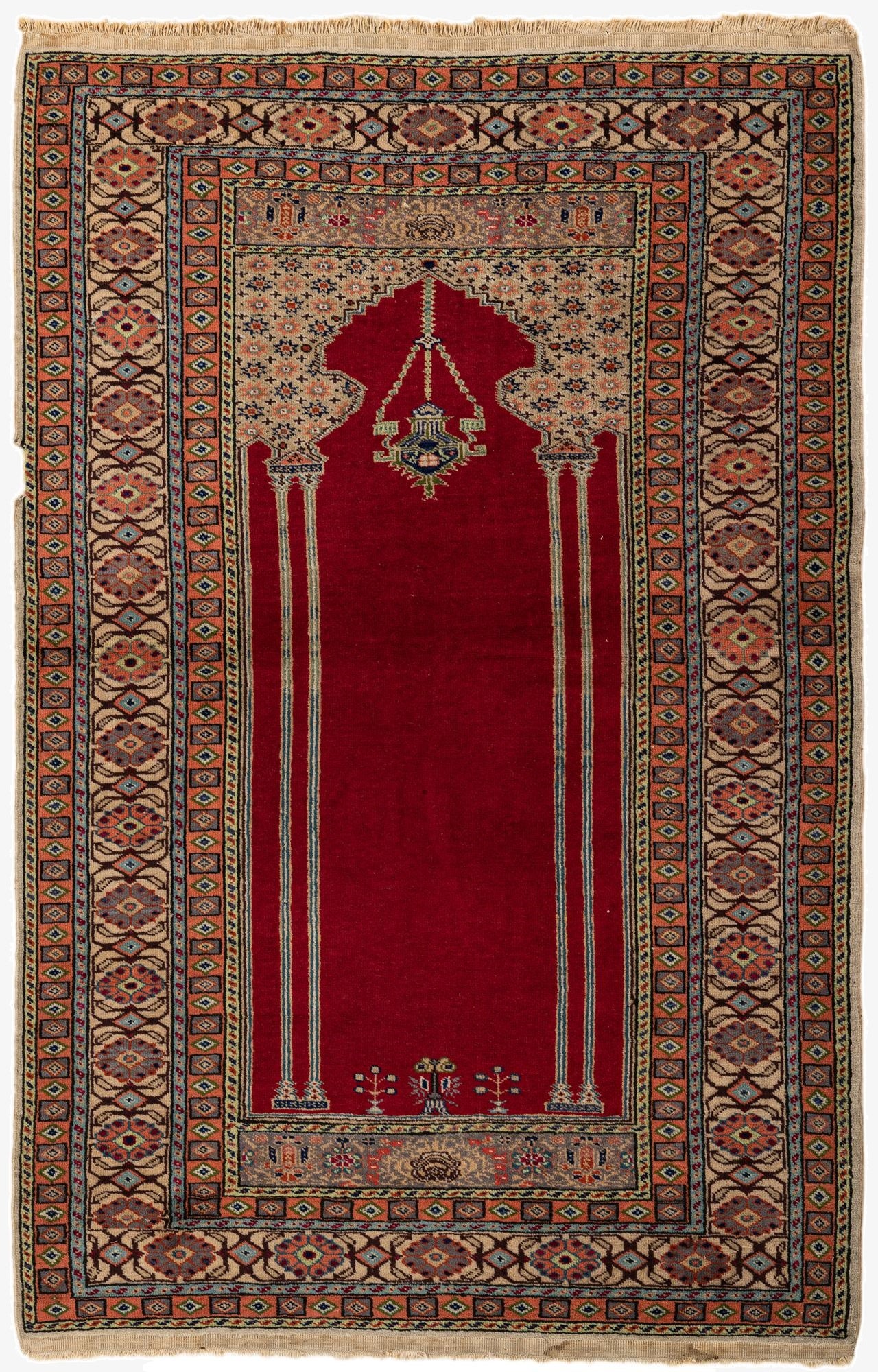  3' x 4' 8  Hand Knotted Lahour Oriental Wool Rug
