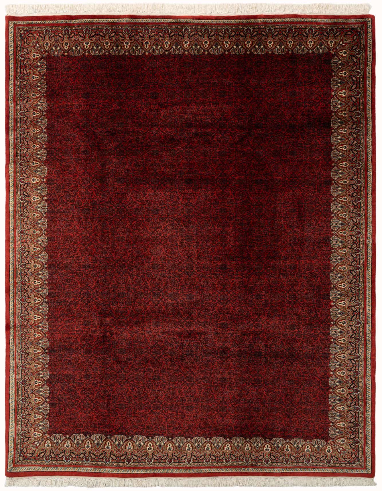 A 7x10 rectangular Mahal rug from Rugs.com with a rich red field and intricate tribal floral border.