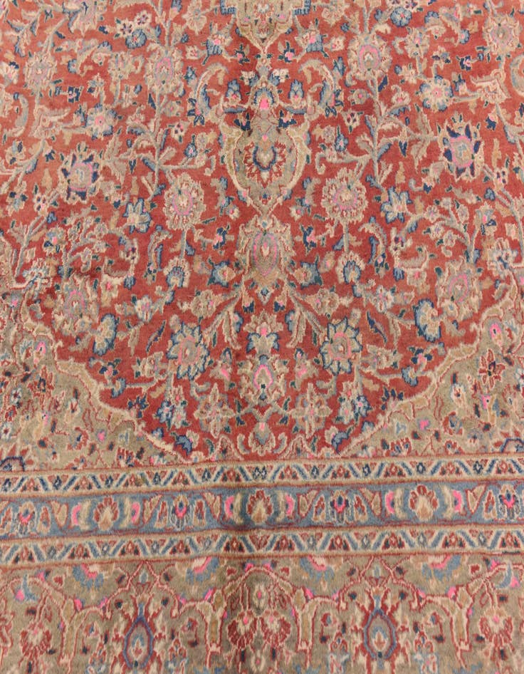 Detail image of  9' 8 x 13'  Hand Knotted Mashad Persian Wool Rug