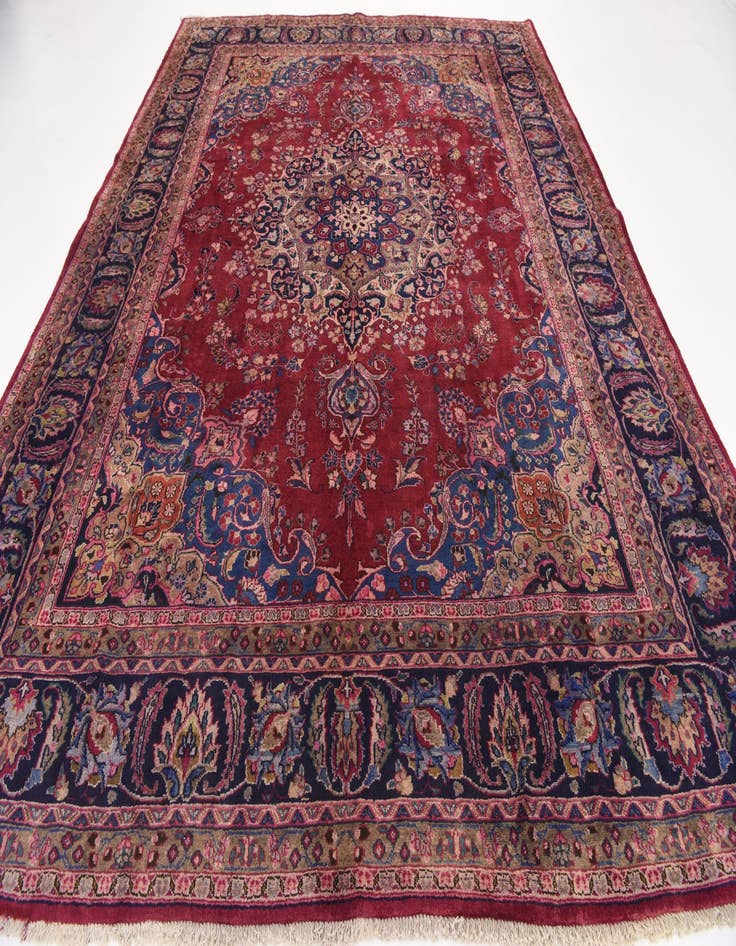 Detail image of  9' 8 x 12' 8  Hand Knotted Mashad Persian Wool Rug