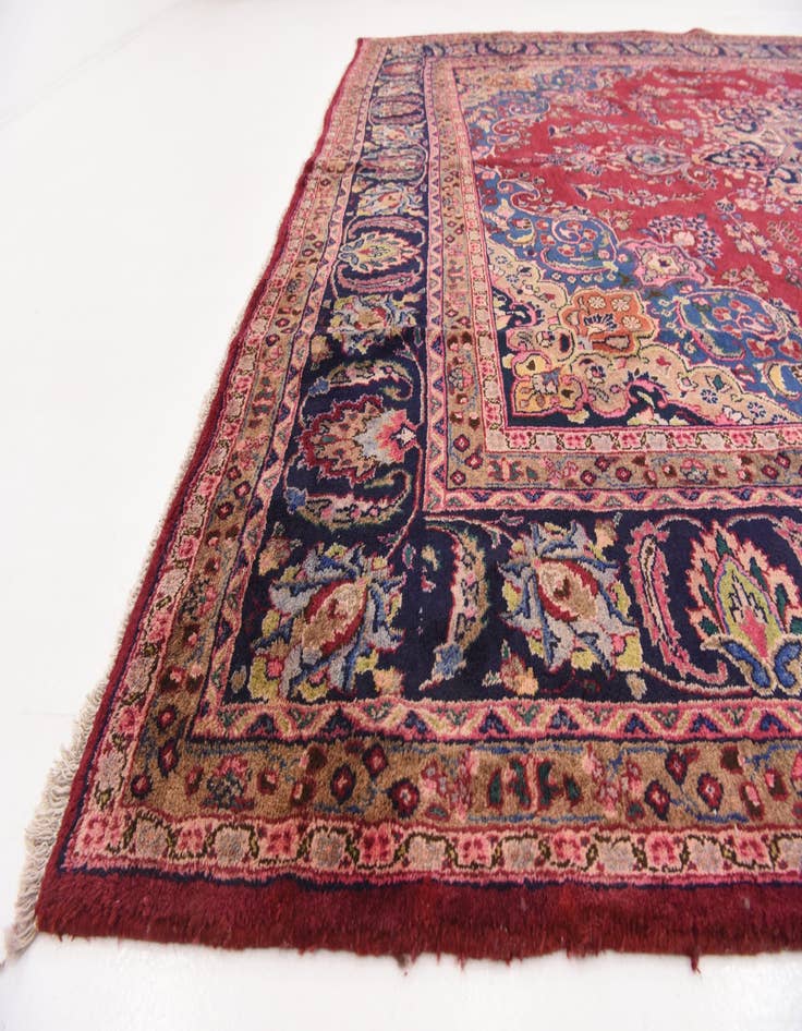 Detail image of  9' 8 x 12' 8  Hand Knotted Mashad Persian Wool Rug