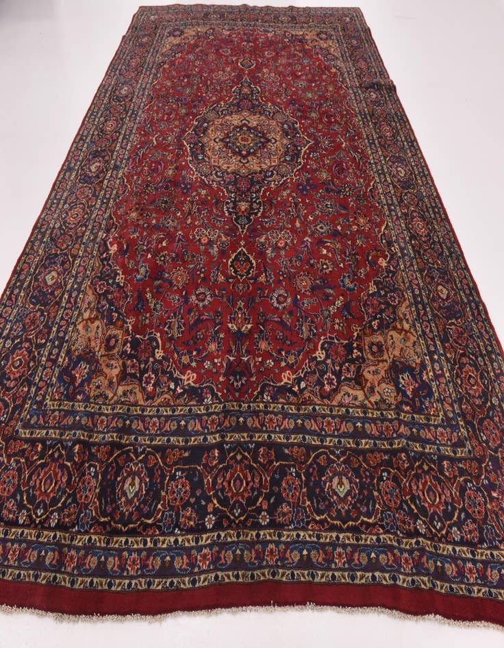 Detail image of  9' 10 x 13' 8  Hand Knotted Mashad Persian Wool Rug