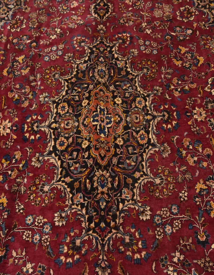 Detail image of  9' 8 x 12' 6  Hand Knotted Mashad Persian Wool Rug