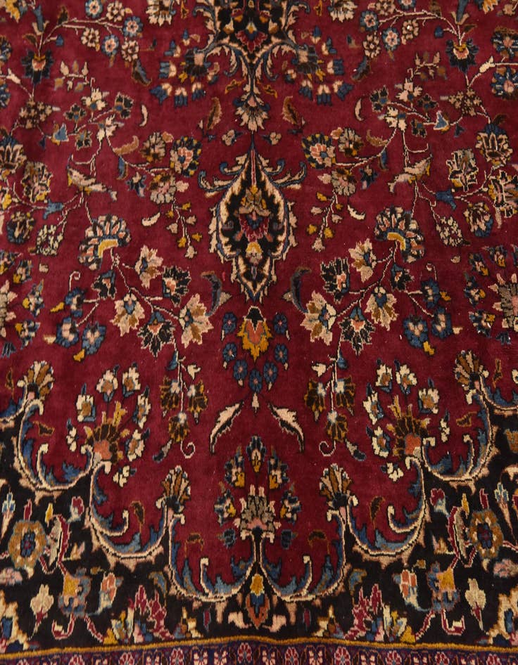 Detail image of  9' 8 x 12' 6  Hand Knotted Mashad Persian Wool Rug