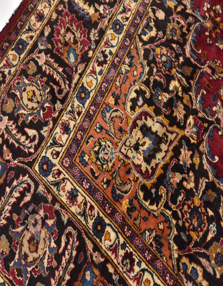 Detail image of  9' 8 x 12' 6  Hand Knotted Mashad Persian Wool Rug