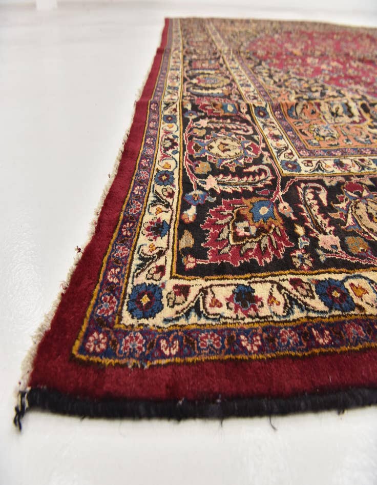 Detail image of  9' 8 x 12' 6  Hand Knotted Mashad Persian Wool Rug