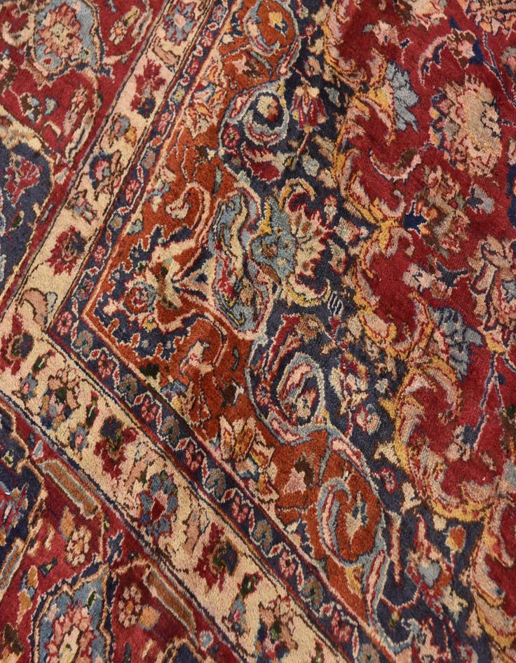 Detail image of  9' 9 x 12'  Hand Knotted Mashad Persian Wool Rug