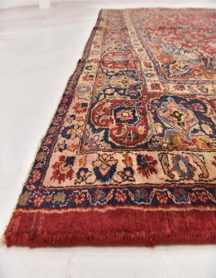 Detail image of  9' 9 x 12'  Hand Knotted Mashad Persian Wool Rug