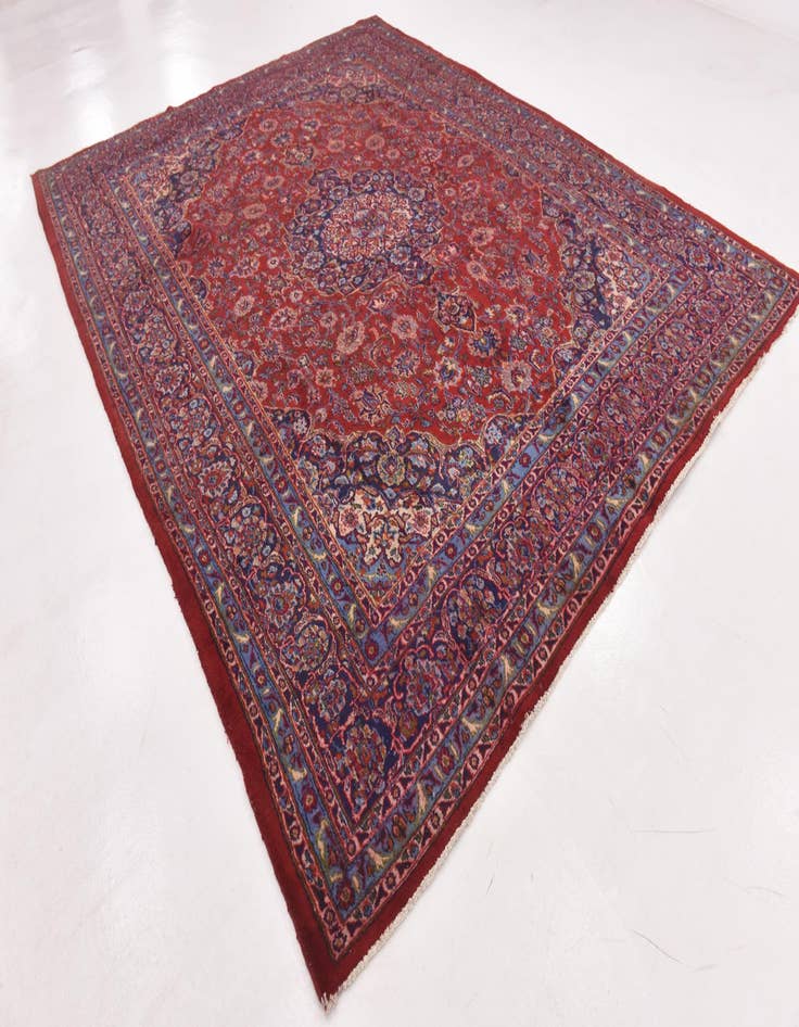 Detail image of  10' x 12' 10  Hand Knotted Mashad Persian Wool Rug