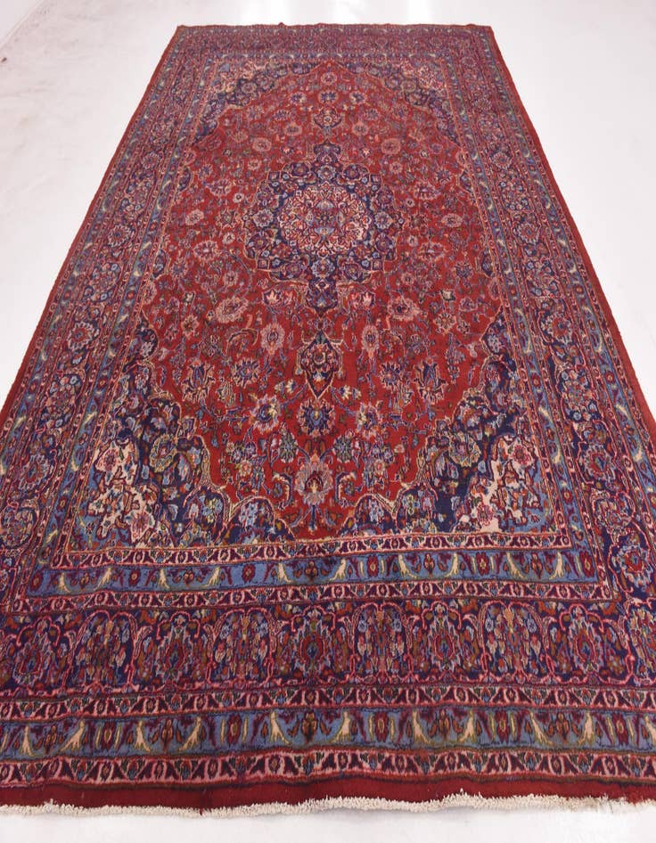 Detail image of  10' x 12' 10  Hand Knotted Mashad Persian Wool Rug