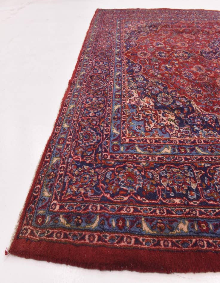 Detail image of  10' x 12' 10  Hand Knotted Mashad Persian Wool Rug