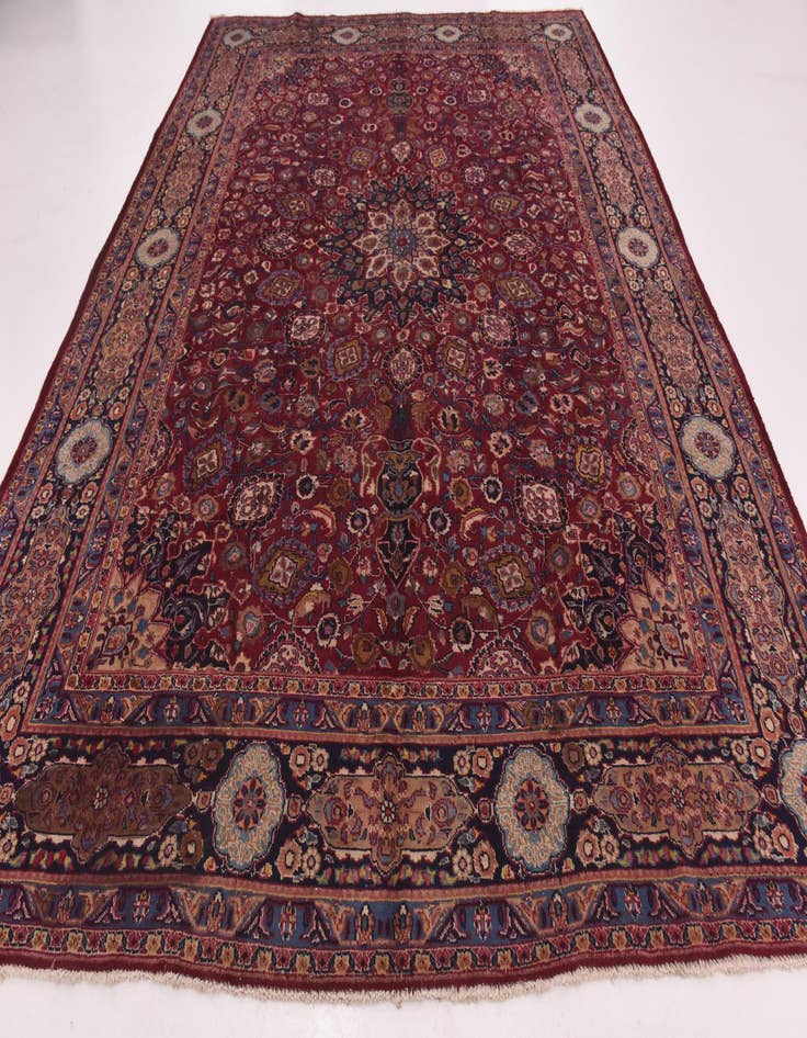 Detail image of  9' 9 x 12' 9  Hand Knotted Mashad Persian Wool Rug