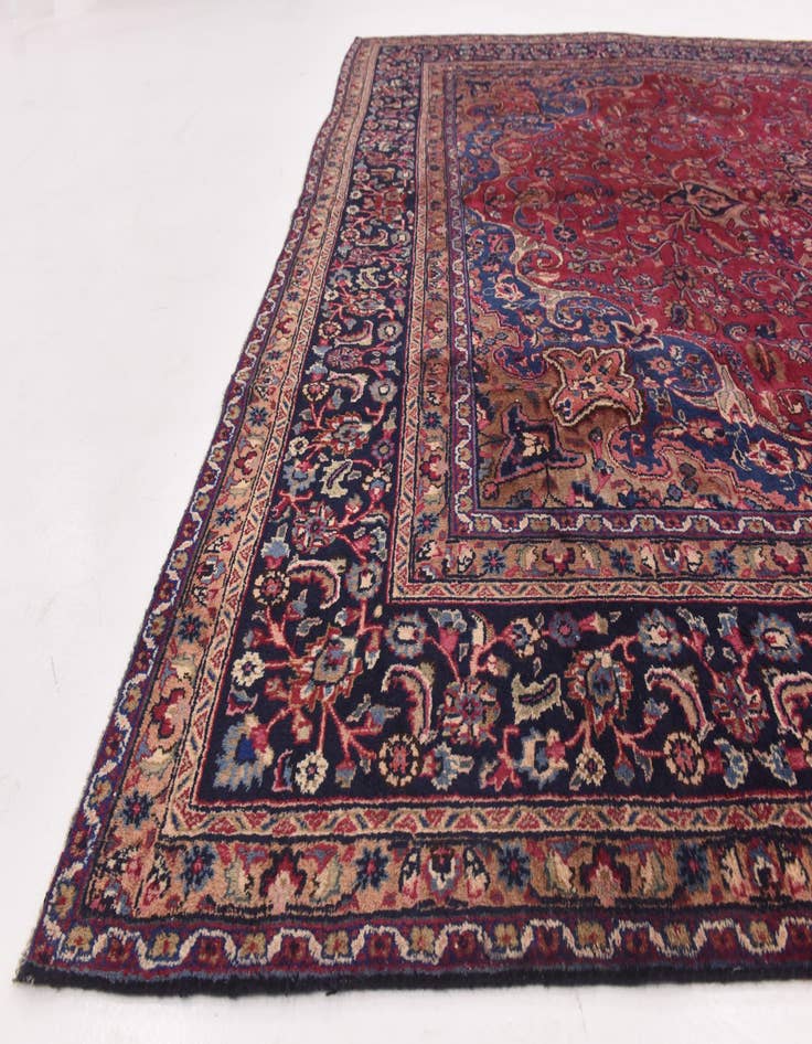 Detail image of  9' 8 x 12' 6  Hand Knotted Mashad Persian Wool Rug