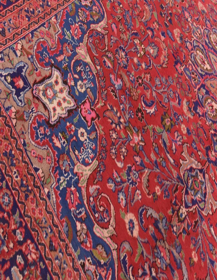 Detail image of  9' 9 x 12' 7  Hand Knotted Mashad Persian Wool Rug