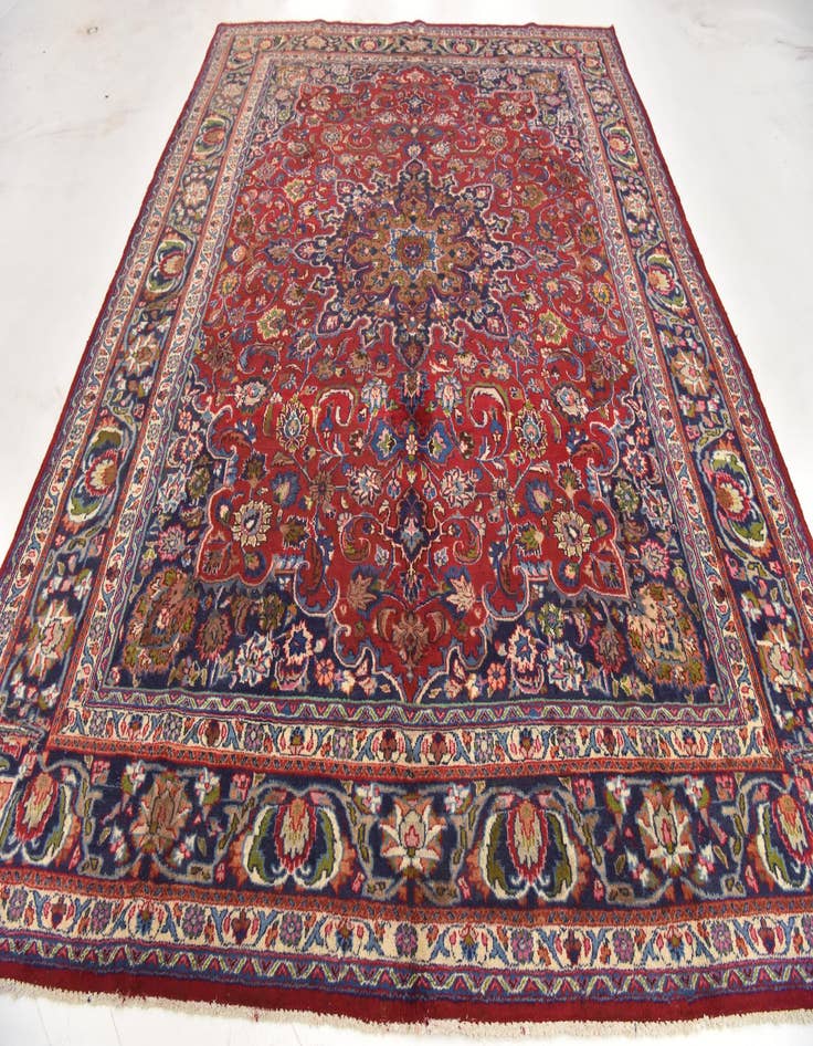 Detail image of  9' 7 x 12' 5  Hand Knotted Mashad Persian Wool Rug