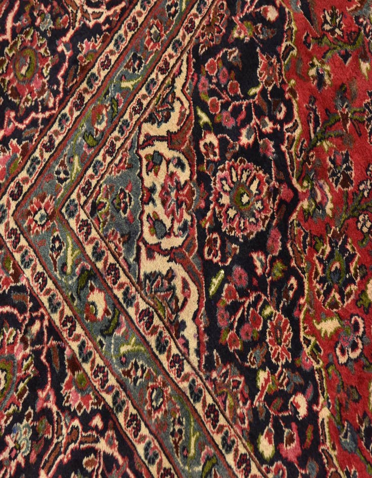 Detail image of  9' 6 x 12' 9  Hand Knotted Mashad Persian Wool Rug